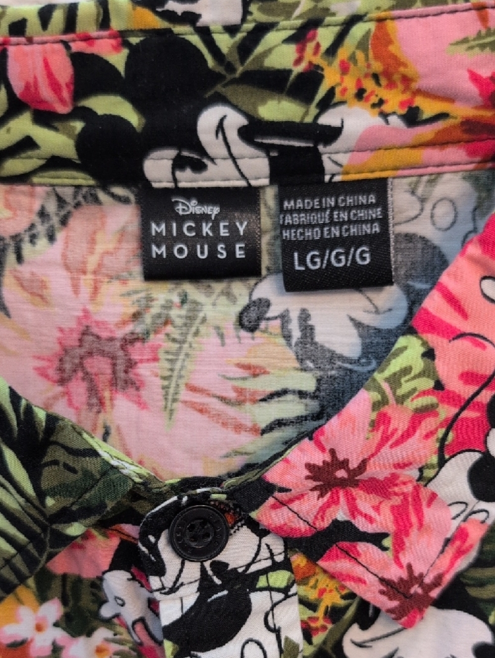 Disney Mickey Mouse Tropical Floral Shirt - Pink, Green & Black - Picture 2 of 3